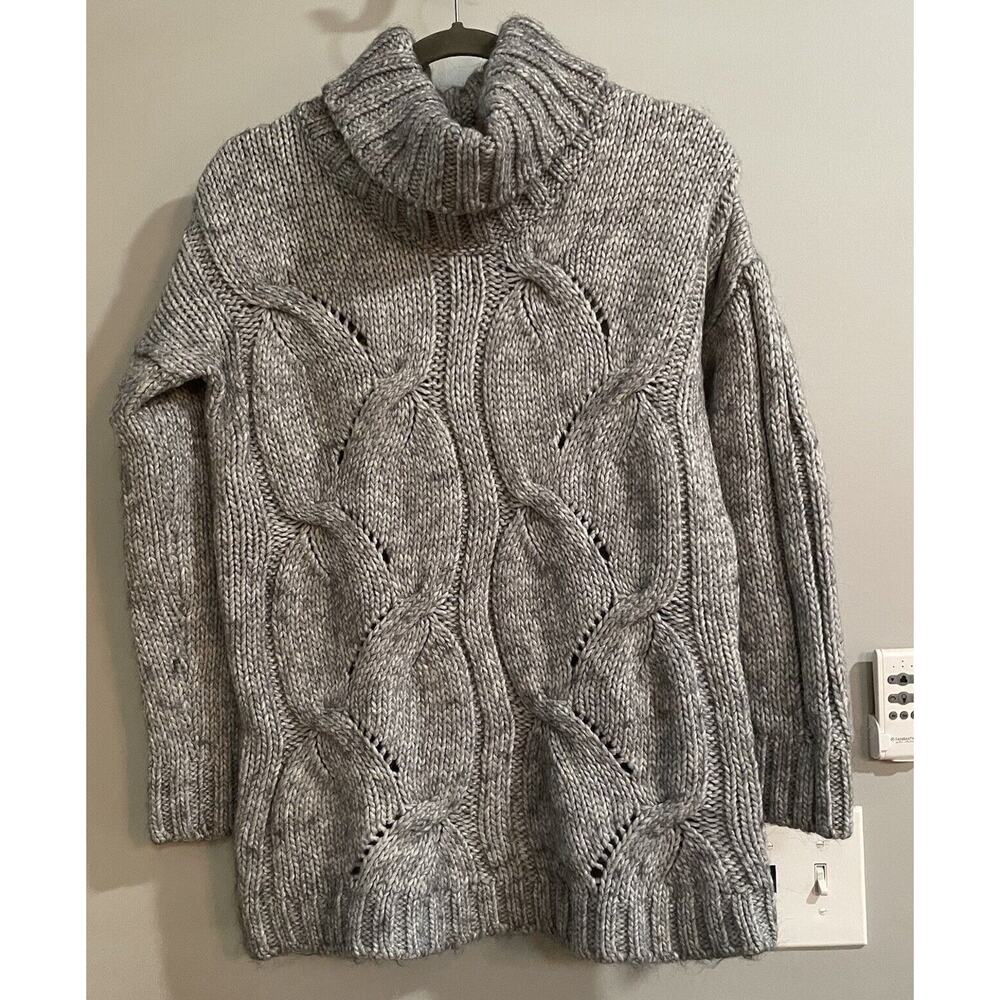 Anthropology Elsamanda Sweater Cable Knit Alpaca Blend Turtleneck Italy Small‎